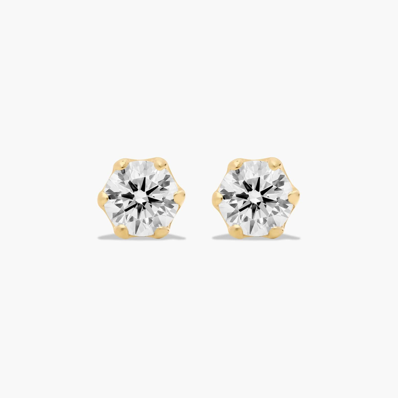 14K Yellow Gold Scallop Basket Lab-Grown Diamond Stud Earrings (0.25 CTW - F-G / VS2-SI1)-37564y1... | JamesAllen