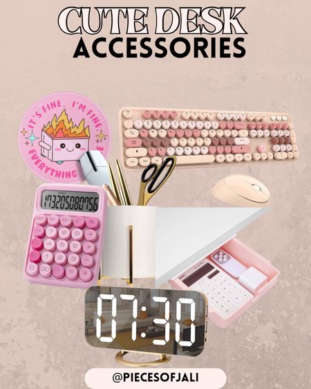 Desk accessories for your office
Cute calculator 
Desk clock
Desk drawer
Wireless keyboard & mouse
Cute mousepad 

#LTKsalealert #LTKGiftGuide #LTKSeasonal