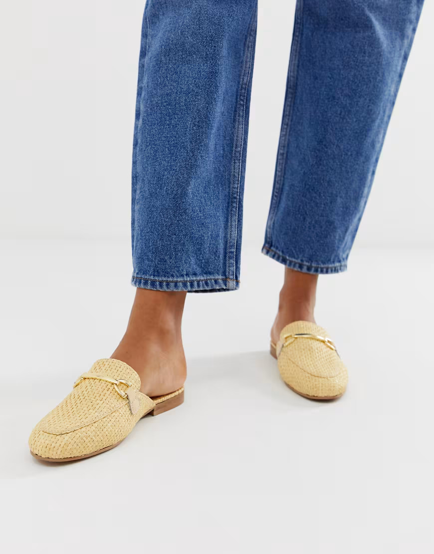 ASOS DESIGN Moves mule loafers in natural weave-Beige | ASOS (Global)