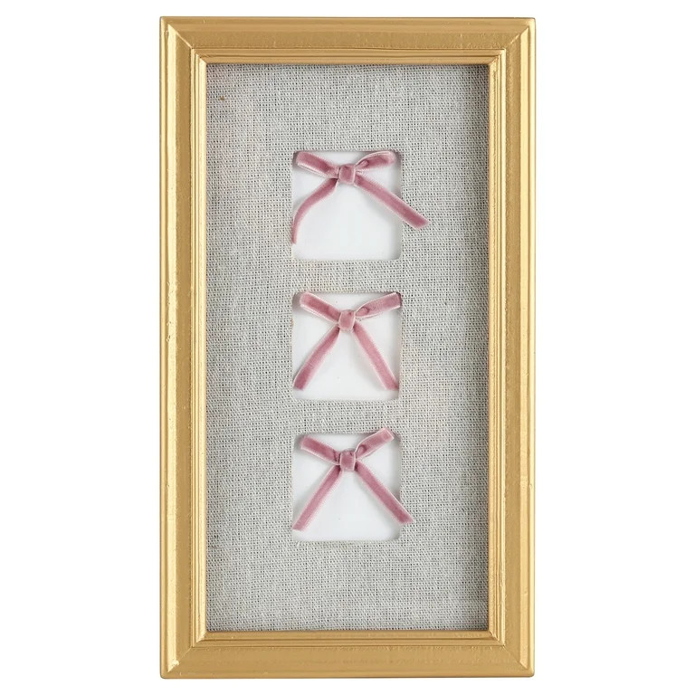 Home Decor Collection, Decorative Pink 3 Bow Framed Picture Wall Art | Walmart (US)