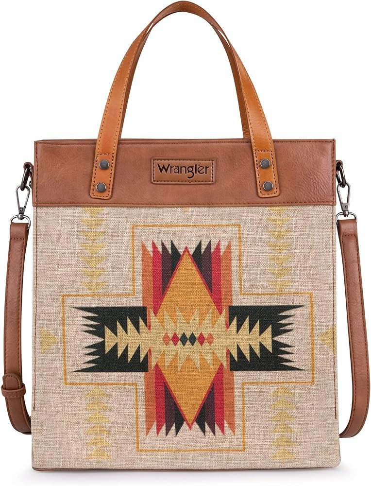 Montana West Wrangler Aztec Shoulder Bag Canvas Top Handle Handbags for Women | Amazon (US)