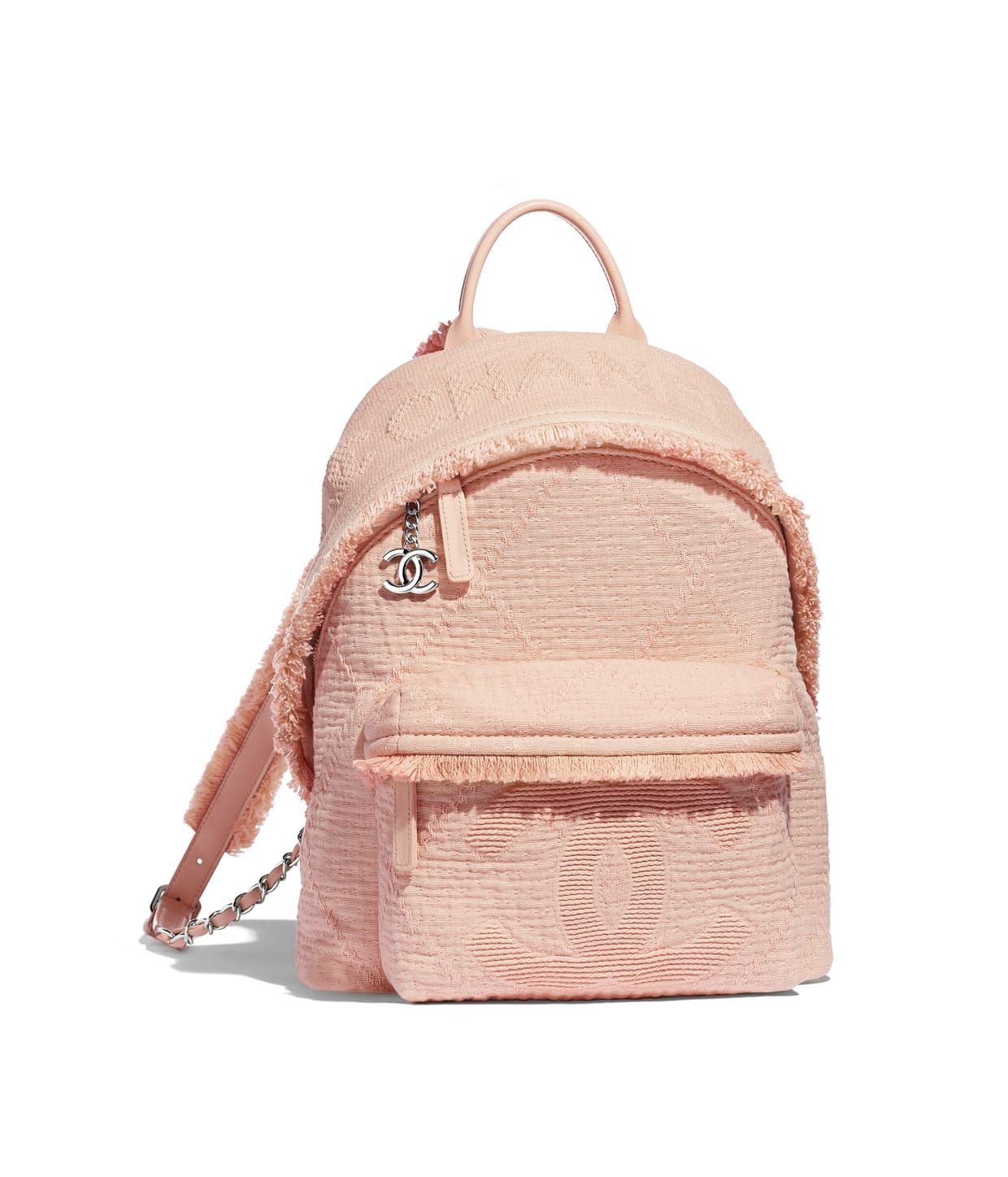 Mixed Fibers, Goatskin, Silver-Tone Metal Light Pink Backpack | CHANEL | Chanel, Inc. (US)