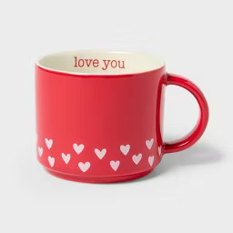 14oz Stoneware Love you Hearts Stacking Mug Red - Spritz™ | Target
