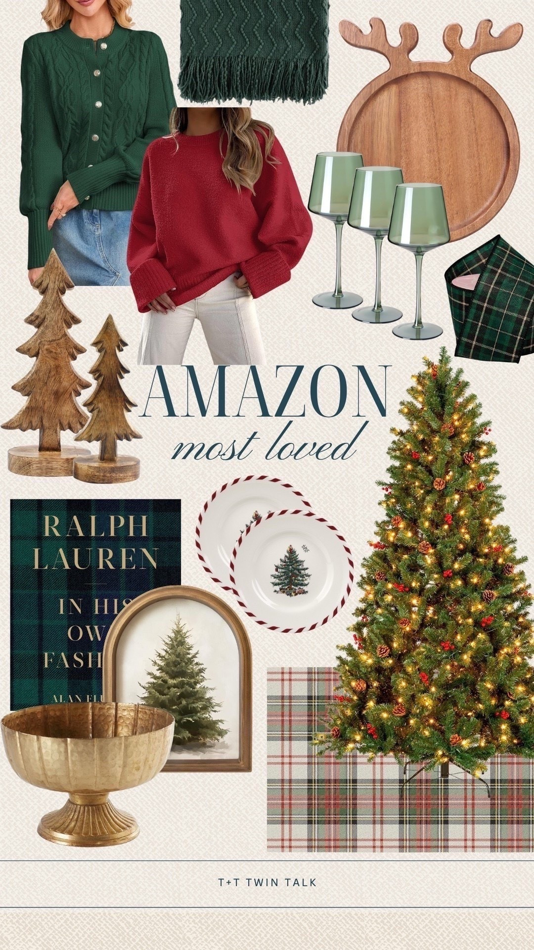 Amazon most-loved items holiday edition! We are in the Christmas spirit and have been spending some time curating our wardrobe and home decor for the season. We are really loving the reindeer charcuterie board, Ralph lauren coffee table book, and soft sweaters from Amazon! 

#LTKMidsize #LTKSeasonal #LTKOver40