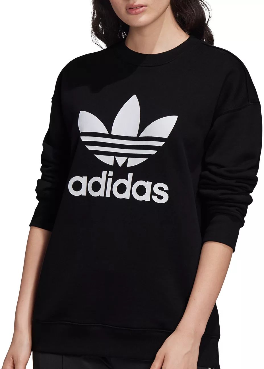 adidas Women's Originals Trefoil Crew Neck Sweatshirt, 3X, Black | Dick's Sporting Goods