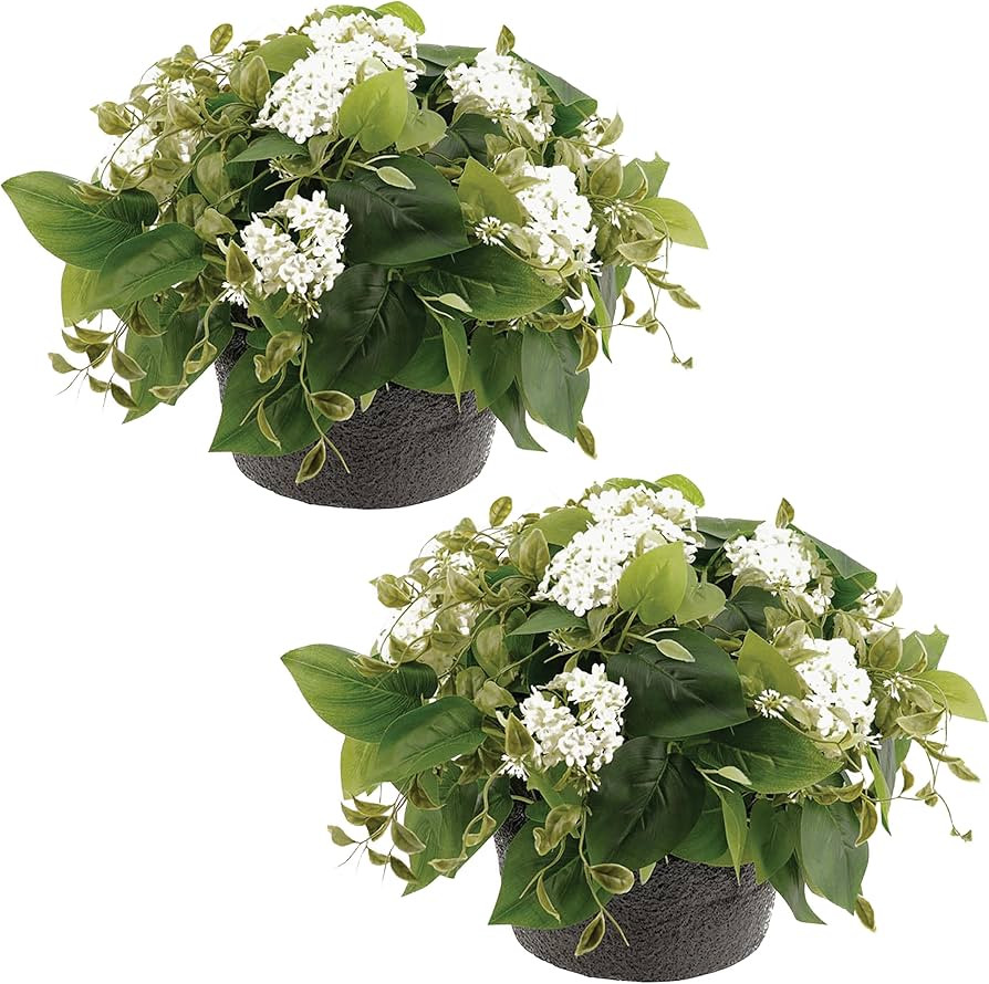 Haute Decor Set of 2 Adjustable Artificial White Hydrangea Urn Planter Fillers - Artificial Flowe... | Amazon (US)