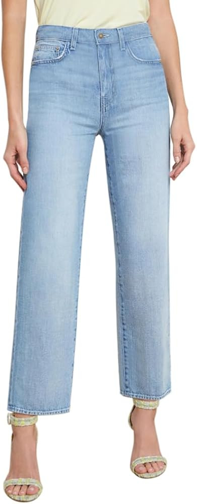 Straight Leg Jeans for Women Trendy High Waisted Cropped Boyfriend Mom Stretchy Frayed Hem Loose ... | Amazon (US)