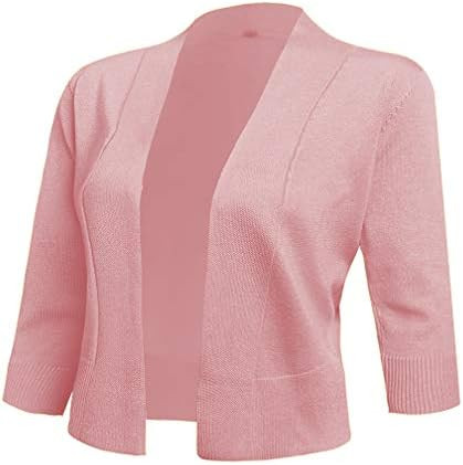 AAMILIFE Women's 3/4 Sleeve Cropped Cardigans Sweaters Jackets Open Front Short Shrugs for Dresse... | Amazon (US)