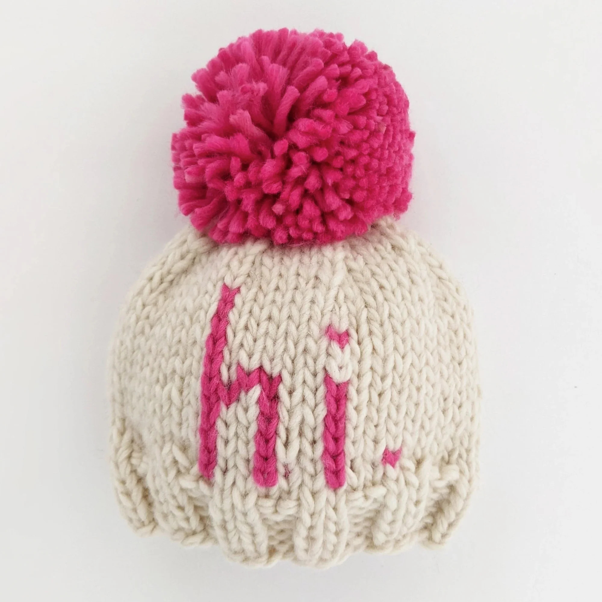 "Hi." Knit Beanie, Neon Pink | SpearmintLOVE