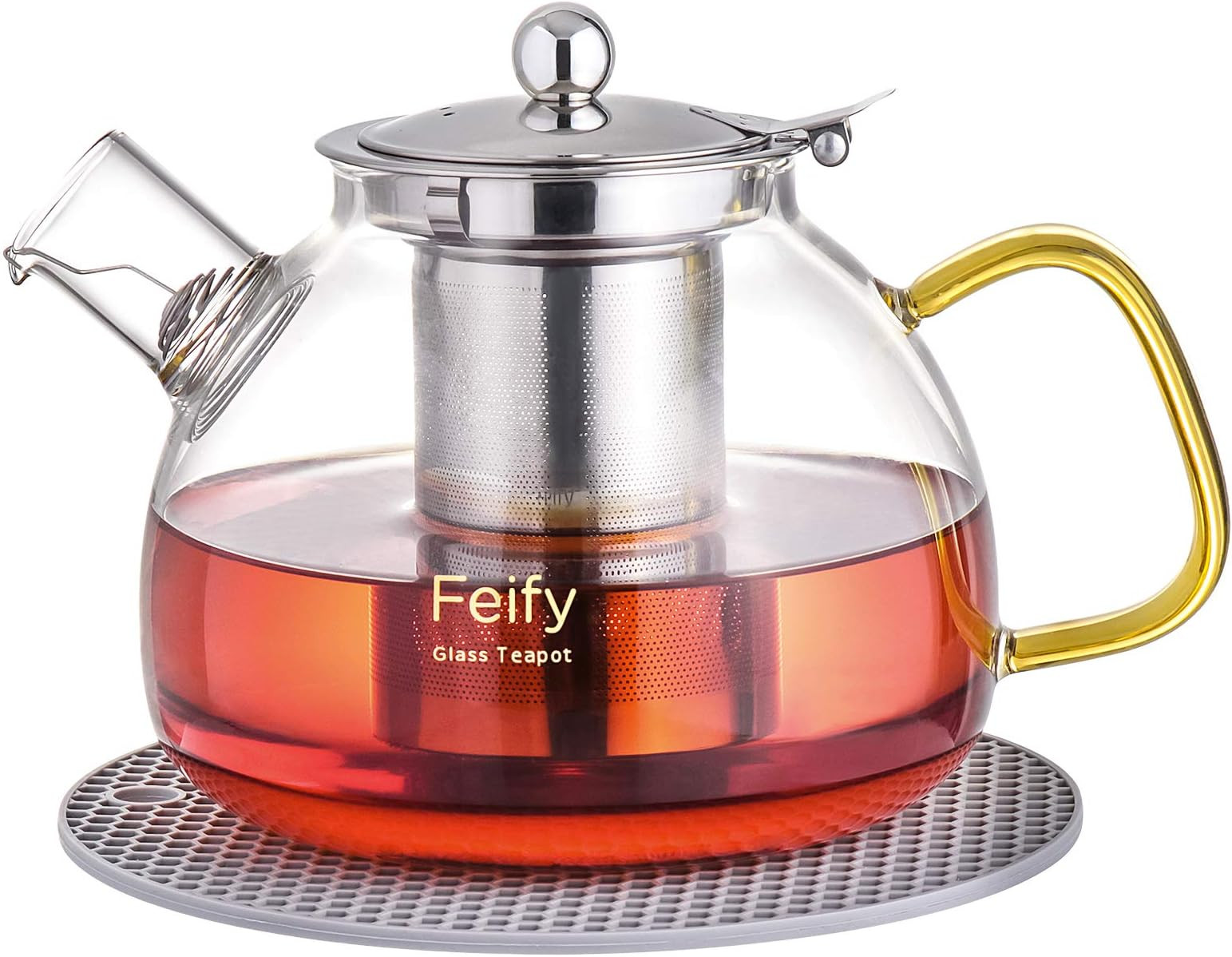 Glass Teapot Tea Kettle for Loose Tea Thicken Class Tea Pot for Stove Top (40oz/1200ml) with Bask... | Amazon (US)