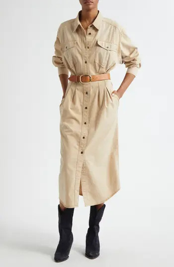 Isabel Marant Étoile Nolwen Belted Denim Shirtdress in Beige at Nordstrom Rack, Size 6 Us / 38 Fr | Nordstrom Rack