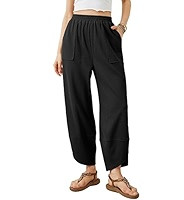 Xiaoxuemeng Womens Baggy Wide Leg Pants Casual Elastic Waisted Palazzo Harem Pants with Pockets | Amazon (US)