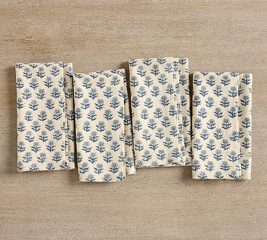 Zoya Block Print Cotton/Linen Napkins - Set of 4 | Pottery Barn (US)