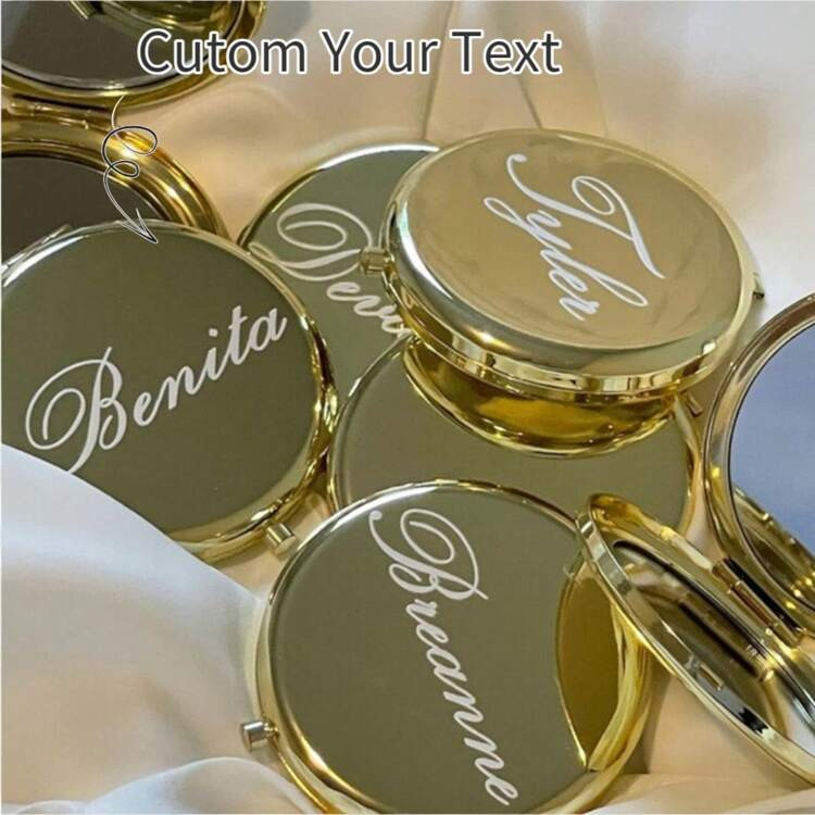 Customized Engraved Mini Makeup Mirror - Elegant Stainless Steel Material, Personalized Pocket Makeup Mirror With Magnifying Function - Bridesmaid Or Christmas Gift, Multi-Functional, Decorative, Engraved, Monogram Engraving, Exquisite, Fashionable, Retro, Minimalist Unique, Customized Collectible, Gift For Girls, Ideal Gift For Her, Family, Friends, Grandparents, Fashionable, Retro, Personalized, Customized, Girlfriend, Boyfriend, Friend, Customized Mirror, Bright And Beautiful Summer, Vacation Atmosphere, Solid Color | SHEIN
