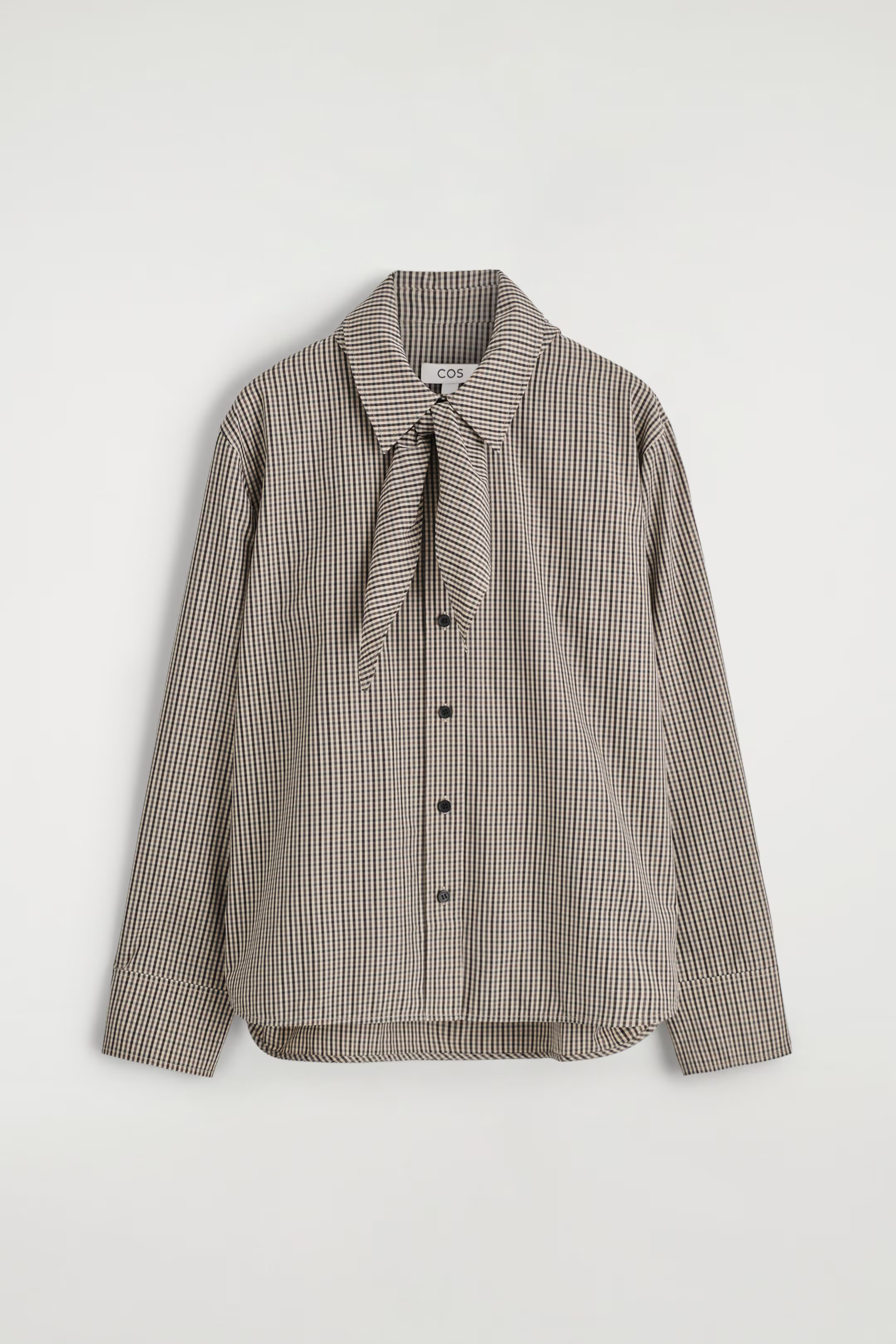 CHECKED SCARF-DETAIL SHIRT - BEIGE / CHECKED | COS GB | COS UK