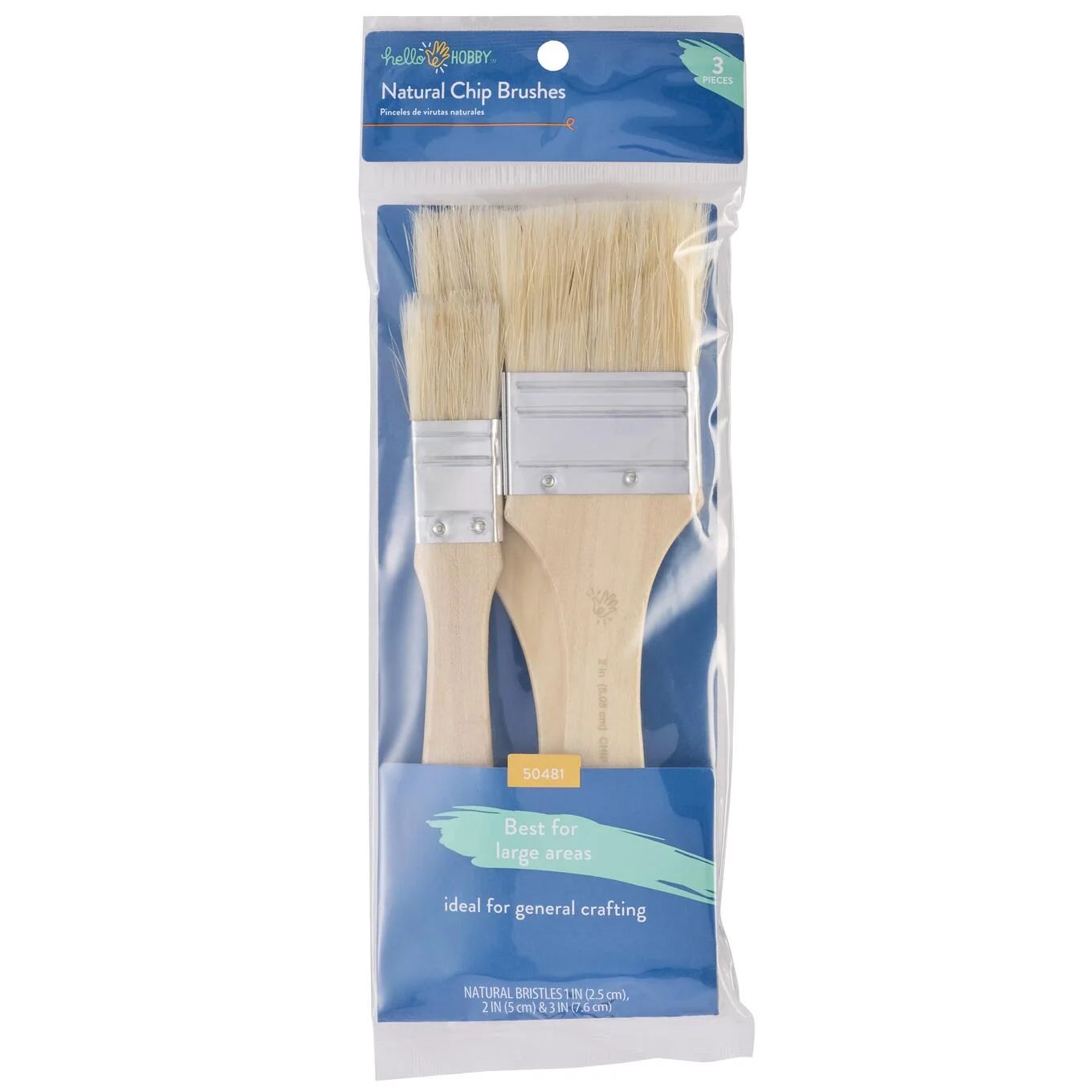 Hello Hobby 3 Pc Natural Chip Paint Brush Set | Walmart (US)