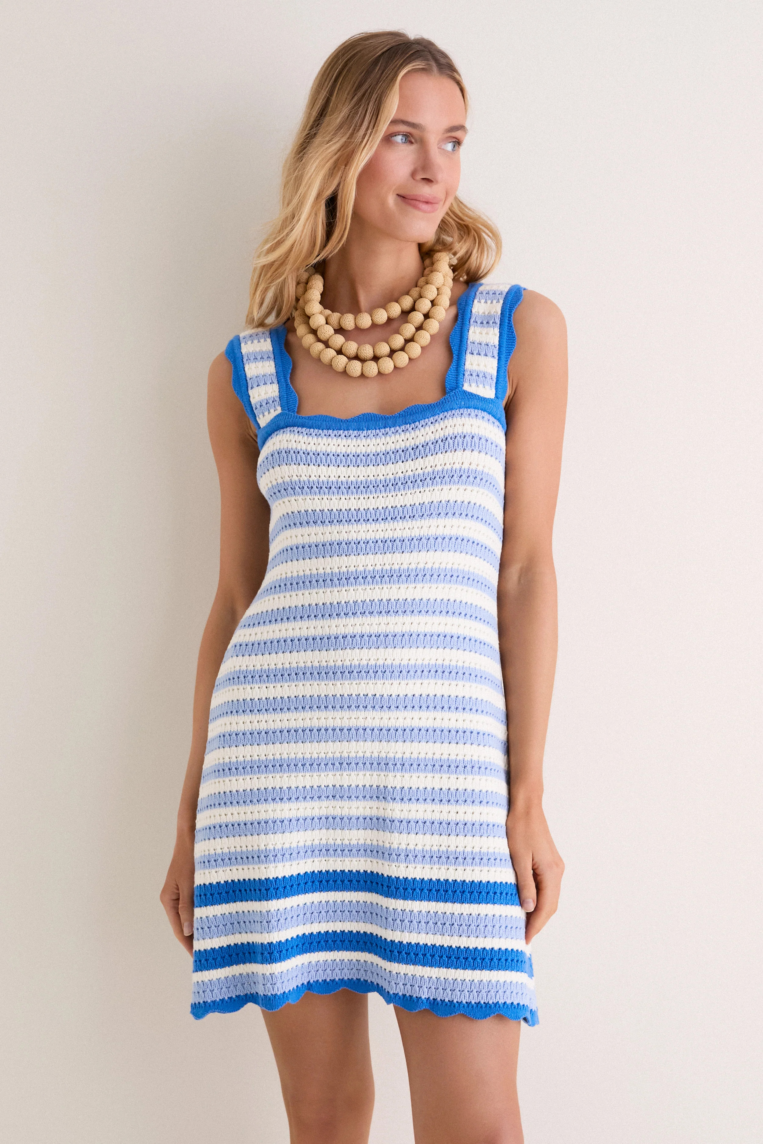 Ocean Stripe Crochet Brookside Mini Dress | Tuckernuck (US)