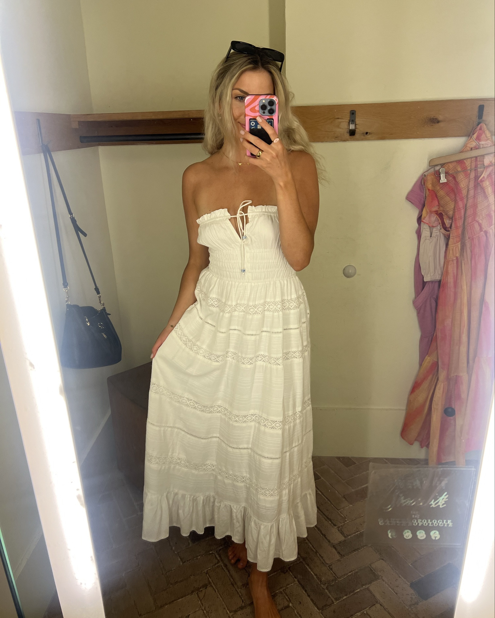 green emerald velvet dress Say I Do Strapless White Ruffle Midi Dress L main image 0