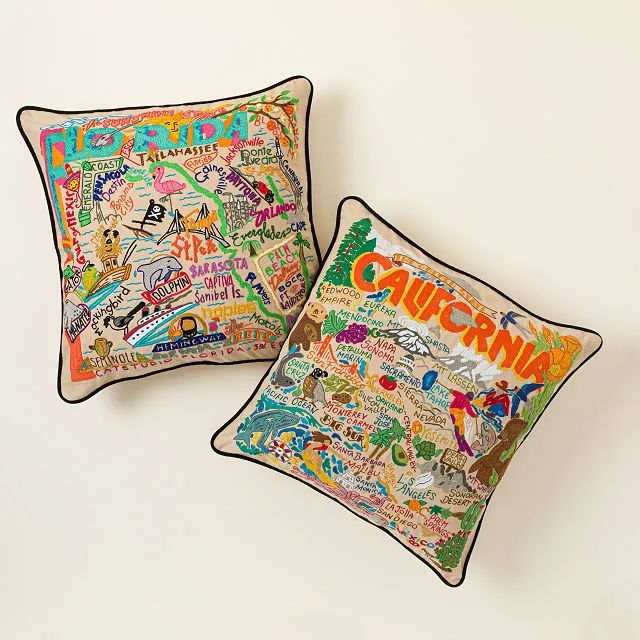 Hand Embroidered State Pillows | UncommonGoods