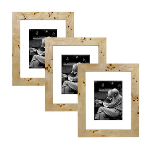 3 Pack Burlwood Wood Photo Frames Picture Frames Burl Wood Picture Frames - NATURAL FINISH Picture Frames for Family Photos - Elegant Wall Hung and Tabletop Decor in Bulk (8x10 matted to 5x7) | Amazon (US)