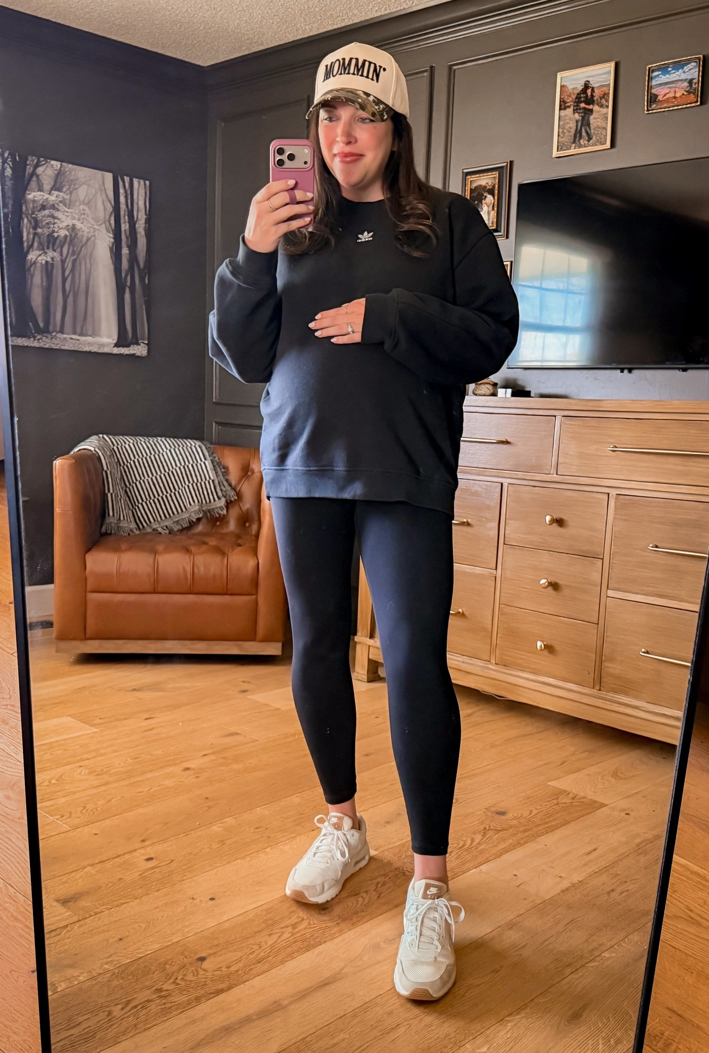 Leggings tts large
Sweatshirt is oversized, I sized down 2 to a small
Pregnancy style / non maternity

#LTKmomlife #LTKBump #LTKootd