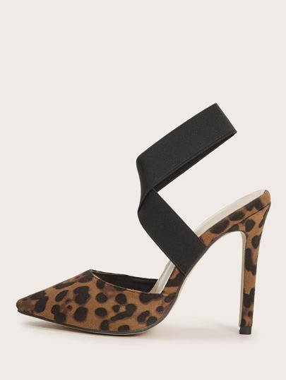 Point Toe Leopard Pattern Stiletto Heels | SHEIN