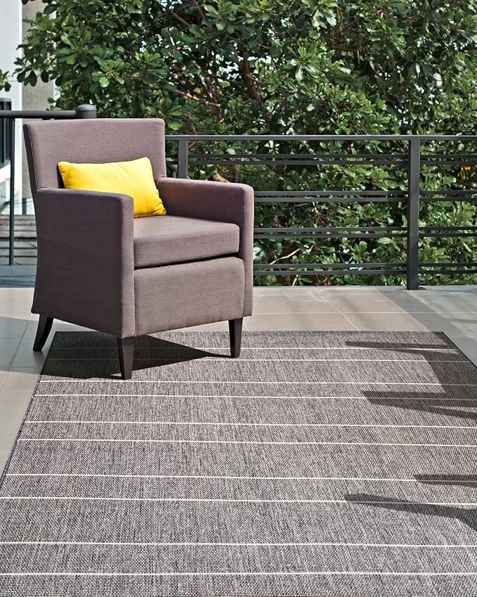 nuLOOM Pinstriped Taliah Indoor/Outdoor Area Rug, 6' 3" x 9' 2", Grey | Amazon (US)