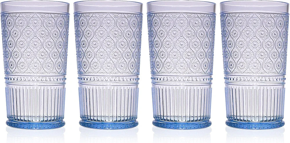Godinger Highball Drinking Glasses, Acrylic Drinking Glasses Set, Elegant Tall Plastic Cups, Vint... | Amazon (US)