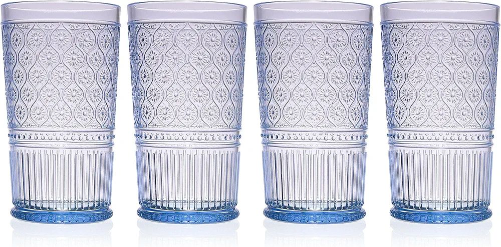 Godinger Highball Drinking Glasses, Acrylic Drinking Glasses Set, Elegant Tall Plastic Cups, Vint... | Amazon (US)