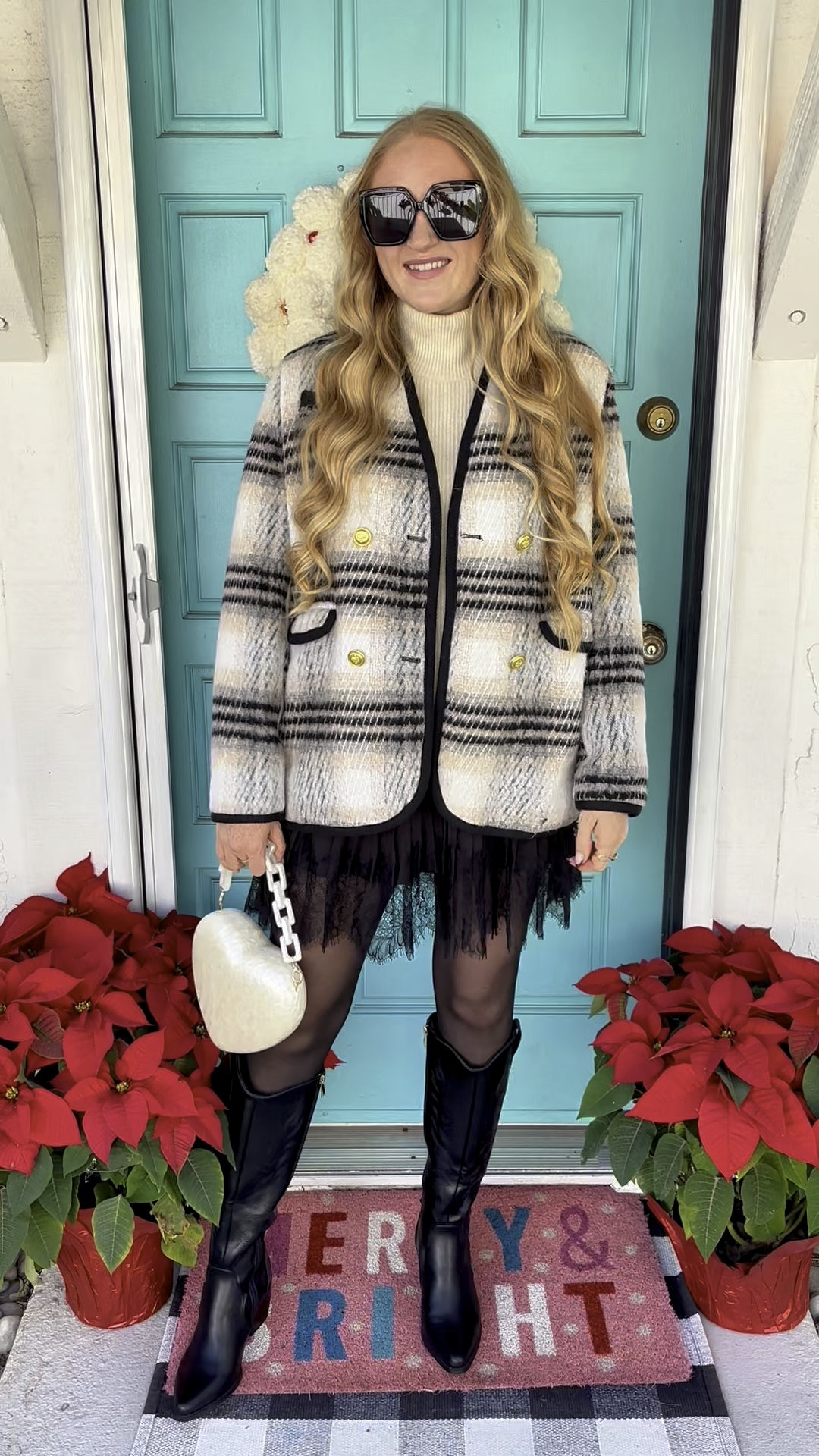 Day 4 Winter outfit idea ❄️ Cutest plaid jacket with a cozy turtleneck sweater, slip skirt, tights and boots! 

Wearing L in slip skirt and M in jacket at 150 lbs and 5’7” for reference ✨

Holiday outfit idea, holiday look, holiday party outfit, plaid jacket, black boots, cowgirl boots, boots outfit, slip skirt, holiday outfit, Christmas dress, holiday dress, winter skirt look, winter skirt, Christmas party outfit, Christmas outfit idea, Christmas style, holiday style, winter style, Christmas outfit, festive outfit, date night look

#LTKHoliday #LTKSeasonal #LTKParties