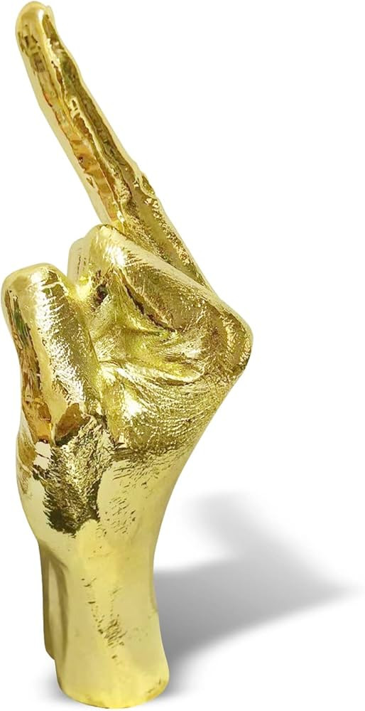 Gold Polyresin Hand Gesture Peace Sign Decor Boho Shelf Decor Accents Knick Knacks Middle Finger ... | Amazon (US)