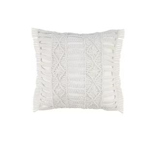 LR Home Macrame 24 in. x 24 in. Ivory Hand Made Indoor Outdoor Throw Pillow PILLO07586IVO2020 | The Home Depot