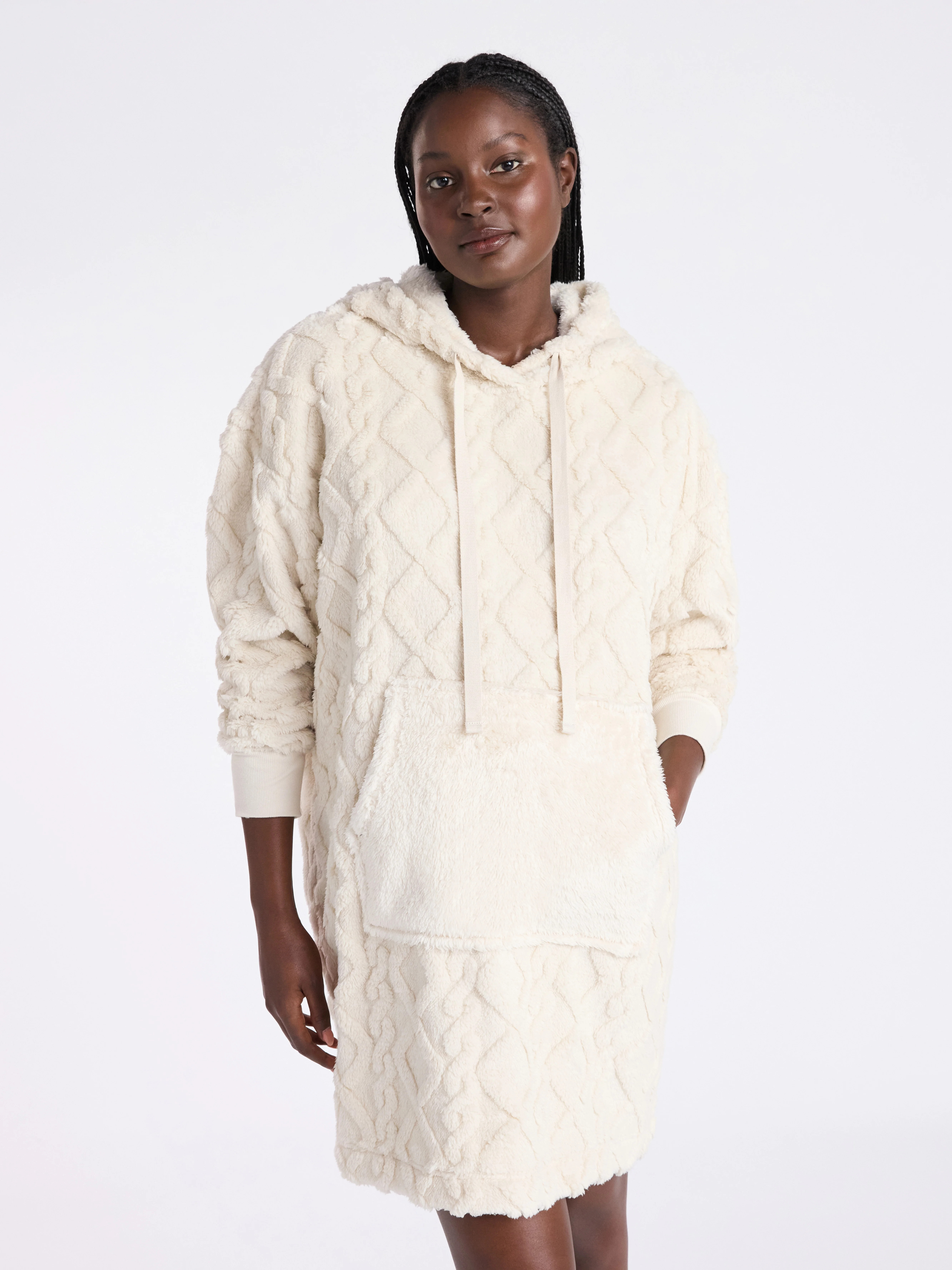 Joyspun Women's Oversized Hooded Plush Lounger, Size XS-3X | Walmart (US)