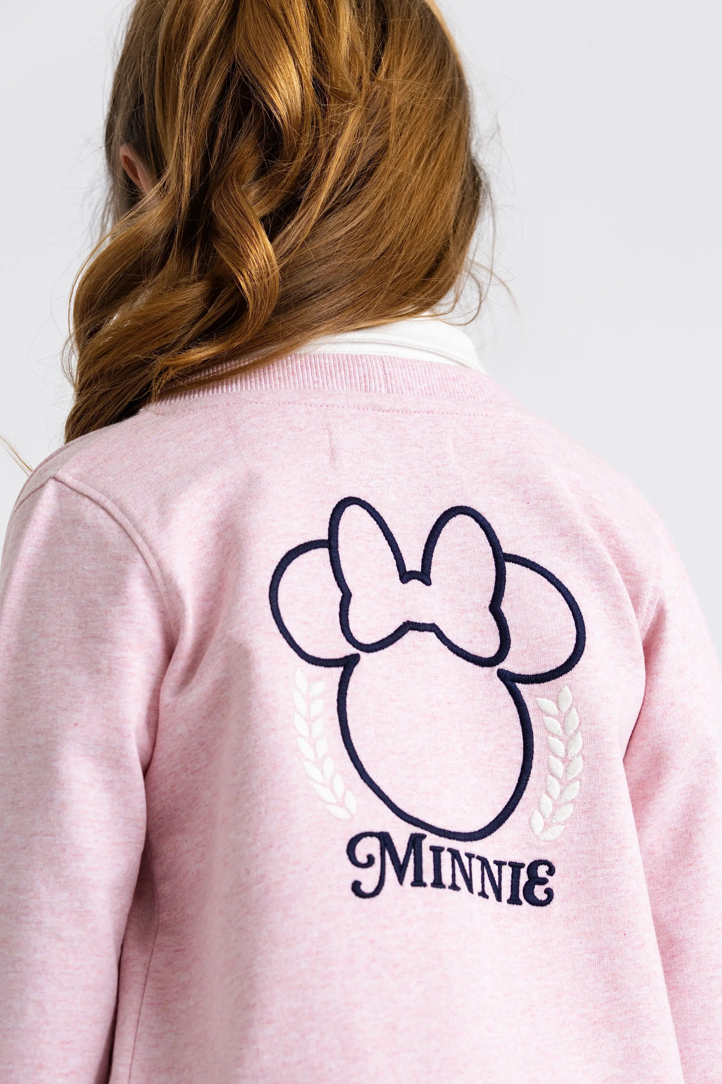French Terry Cardigan_Disney Minnie Mouse Pink Heather | Monica + Andy