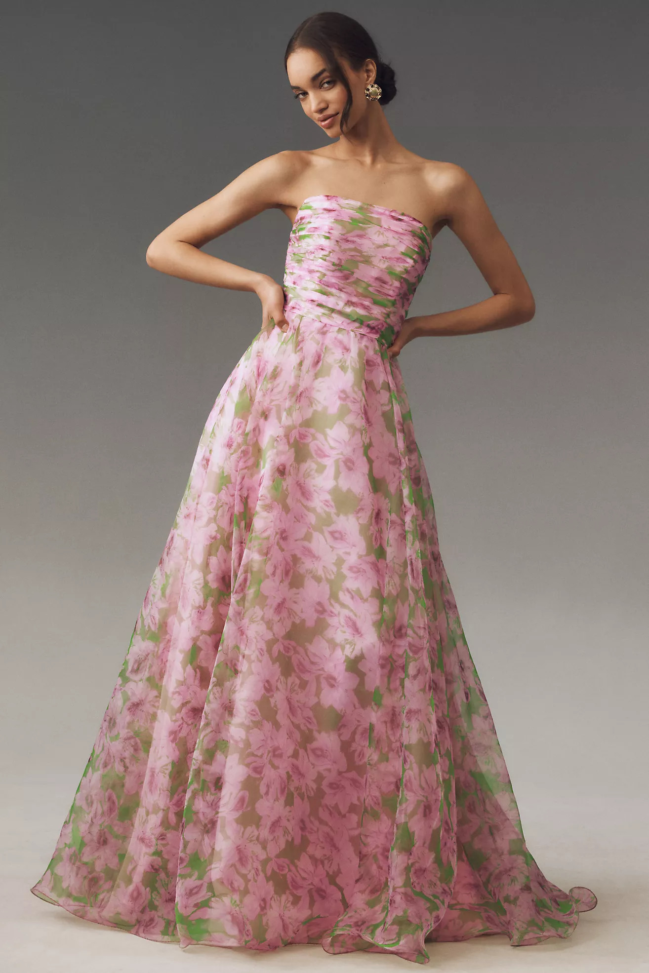 Mac Duggal Strapless Chiffon Maxi Dress | Anthropologie (US)