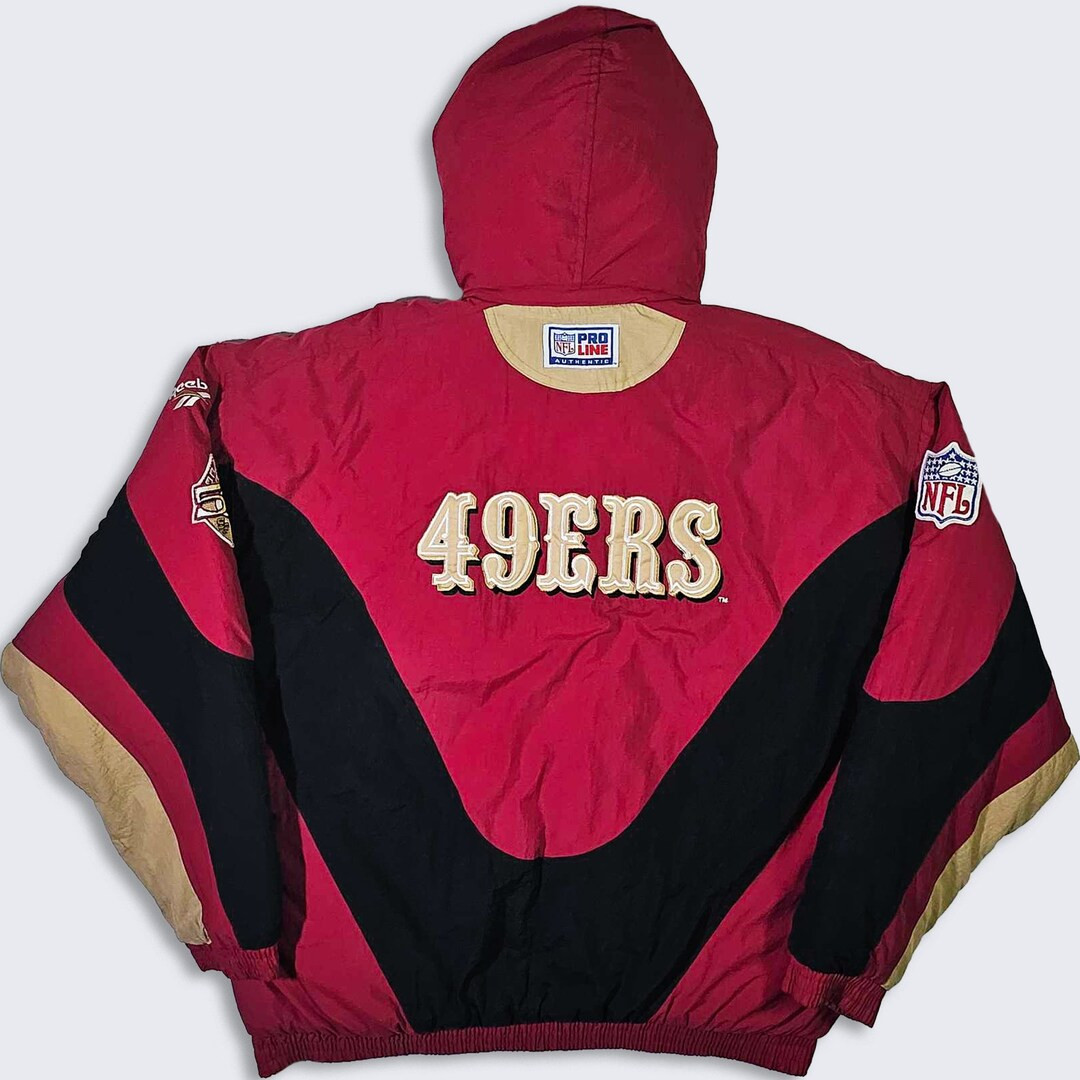 San Francisco 49ers Vintage 90s Reebok Puffer Jacket Authentic NFL Pro Line Red, Black & Gold Siz... | Etsy (US)