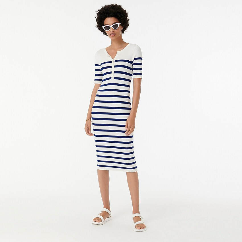 Ribbed henley sweater-dress in stripe | J. Crew US