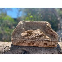 Raffia Clutch Bag, Raffia Pouch, Crochet Clutch, Straw Bag Purse, Hand-Knitted Bag, Clutch | Etsy (US)