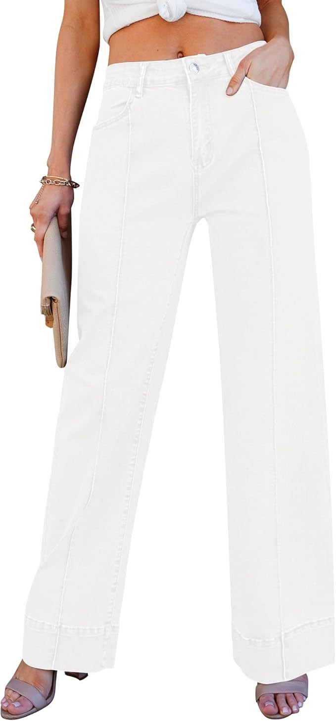 luvamia Wide Leg Jeans for Women Trendy High Waist Straight Leg Baggy Jeans Stretchy Denim Pants ... | Amazon (US)