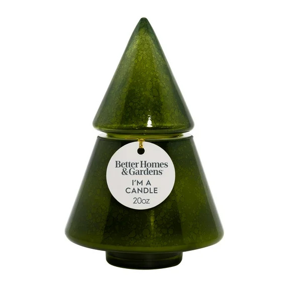 Better Homes & Gardens 2-Wick Artisanal Style Glass Christmas Tree Candle, Fresh Cut Frasier, 20 ... | Walmart (US)