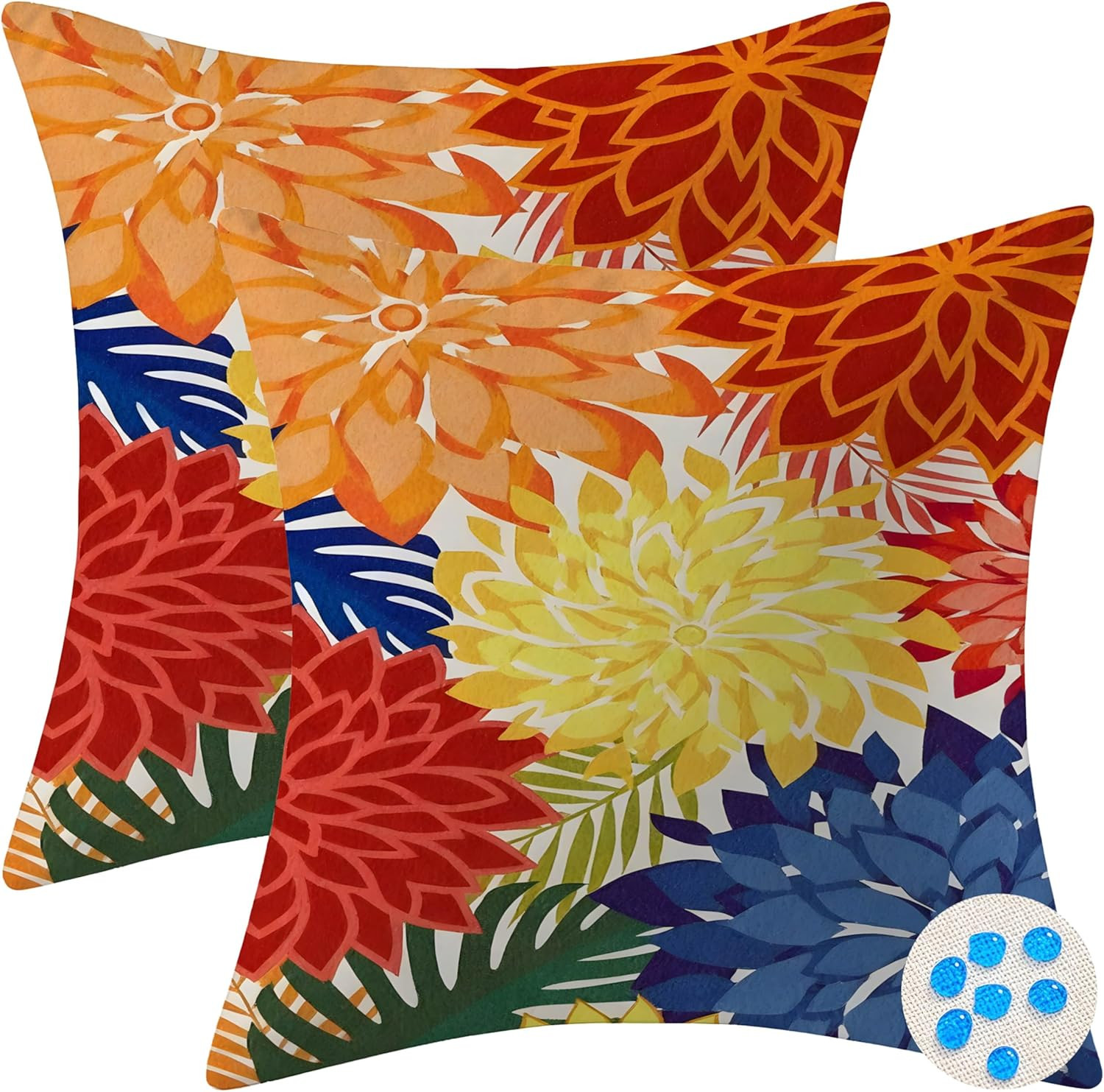 mellicoma Waterproof Outdoor Pillow Covers 18x18 Pack of 2 Vibrant Floral Collage Throw Outdoor P... | Amazon (US)