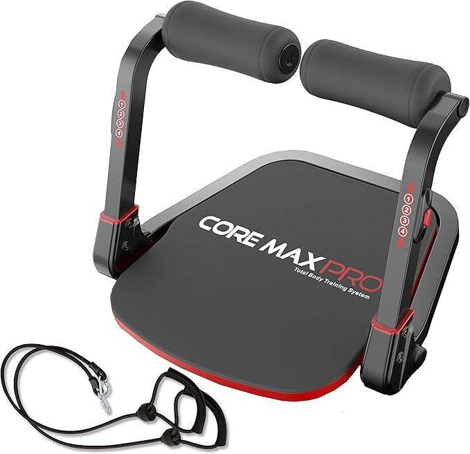 Core Max PRO with Resistance Bands Abs and Total Body Smart 8 min Workout & Cardio Machine, Red/B... | Amazon (US)