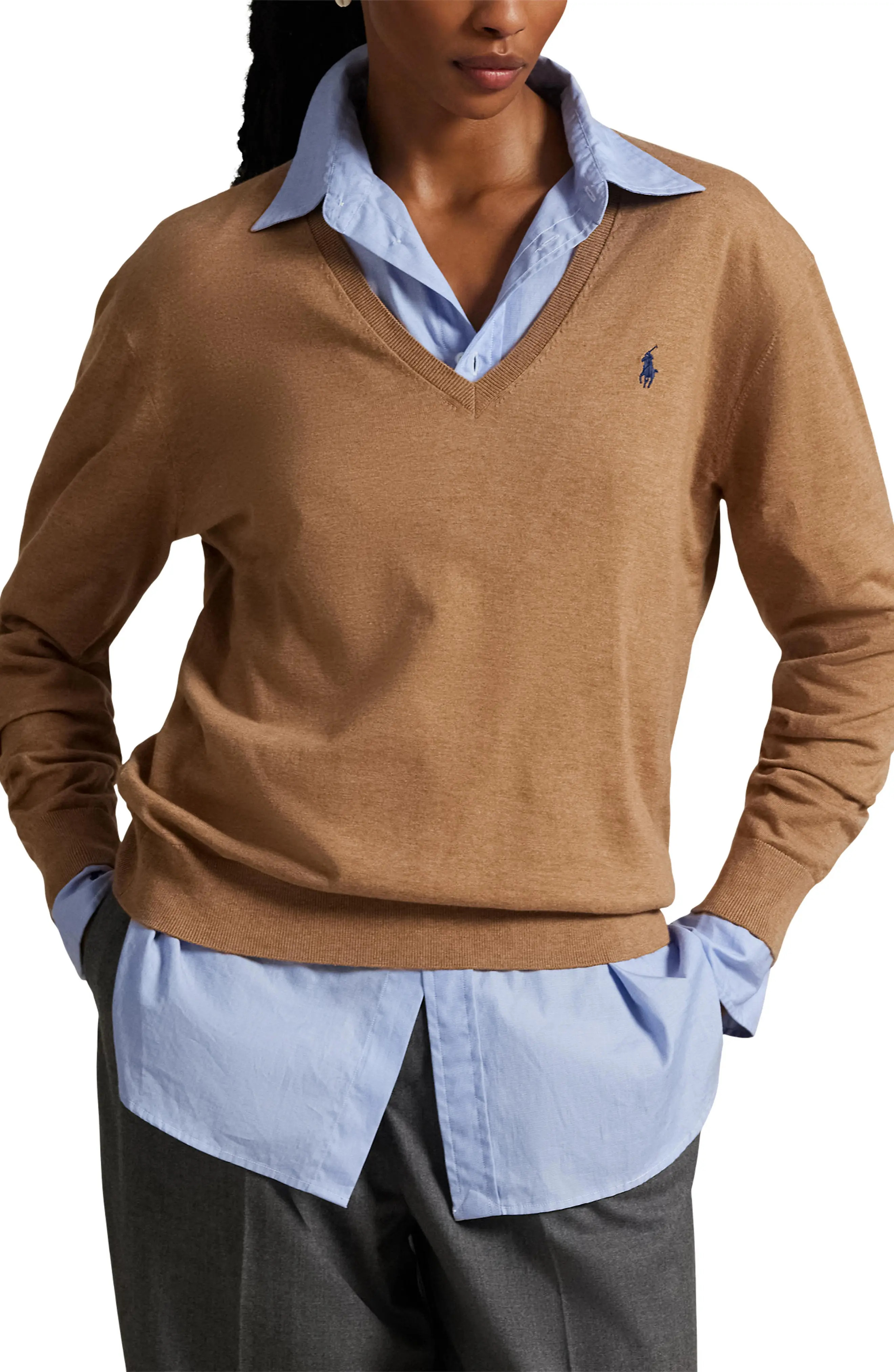 Relaxed Cotton V-Neck Sweater (Women) | Nordstrom | Nordstrom