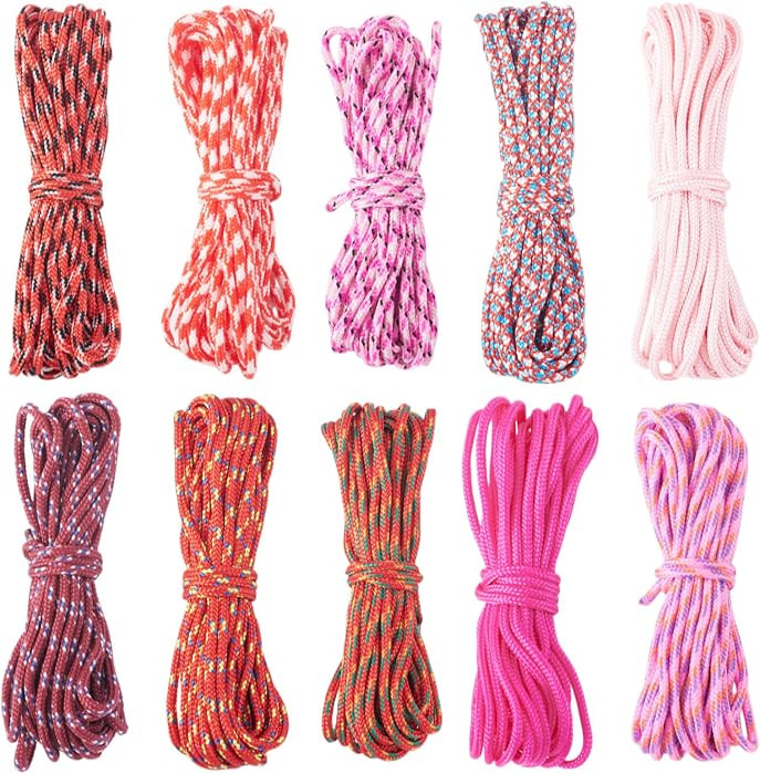 2mm Paracord Rope, 131 FT Pastel Pink Red Thin Paracord Cords for Crafting Lanyard, Bracelet Maki... | Amazon (US)
