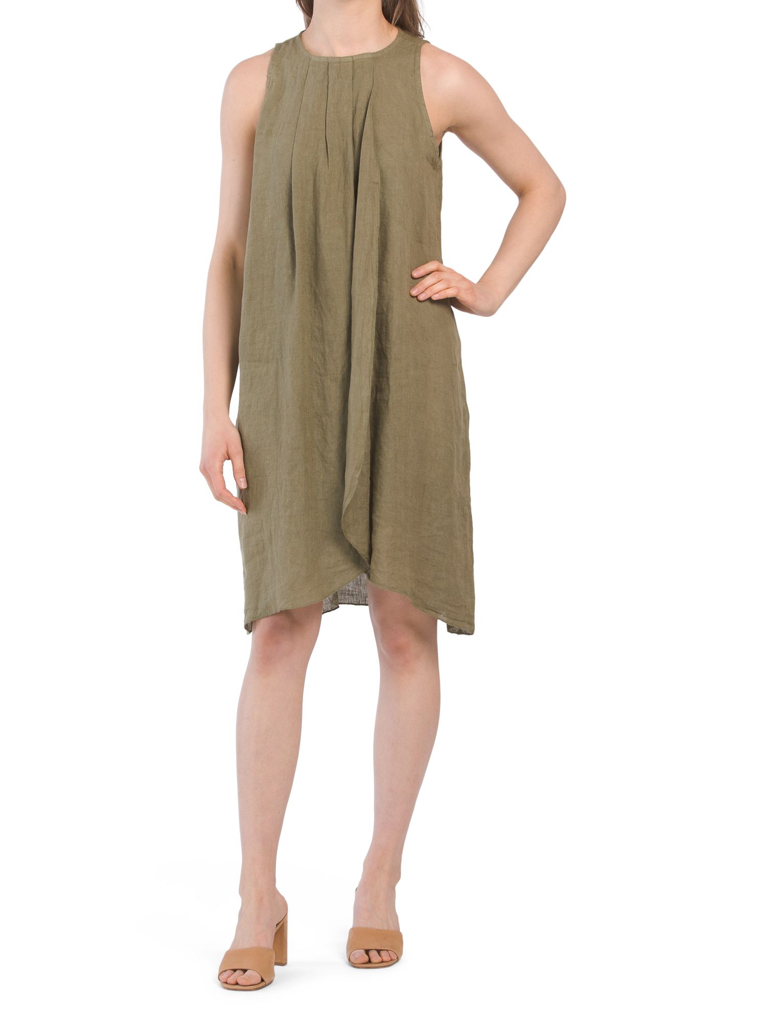 Made In Italy Linen Tulip Hem Sleeveless Dress | TJ Maxx