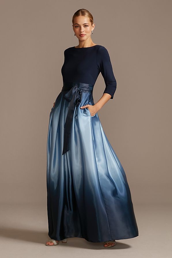 navy blue mother of the bride dress long