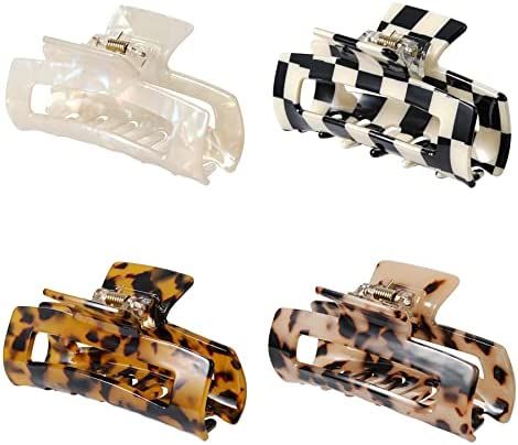 Amazon.com: 4Pcs Hair Claw Clips, Acetate Hair Banana Barrettes, French Butterfly Jaw Clips, Merm... | Amazon (US)