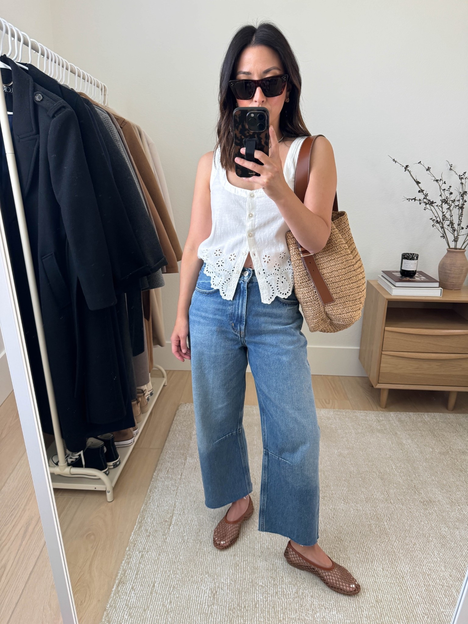 Citizens of Humanity Miro jeans - styled multiple ways. My most worn barrels right now. Curve is only slight, which makes them more versatile. The wash is stunning and can be worn year-round. These do run big, I size down to a 24.

Gap tank xs 
Citizens of Humanity Miro jeans 24, cut hems. Run big
Staud flats 35
J.crew bucket bag (old)
Celine sunglasses 

Petite style, jeans 

#LTKootd #LTKPetite