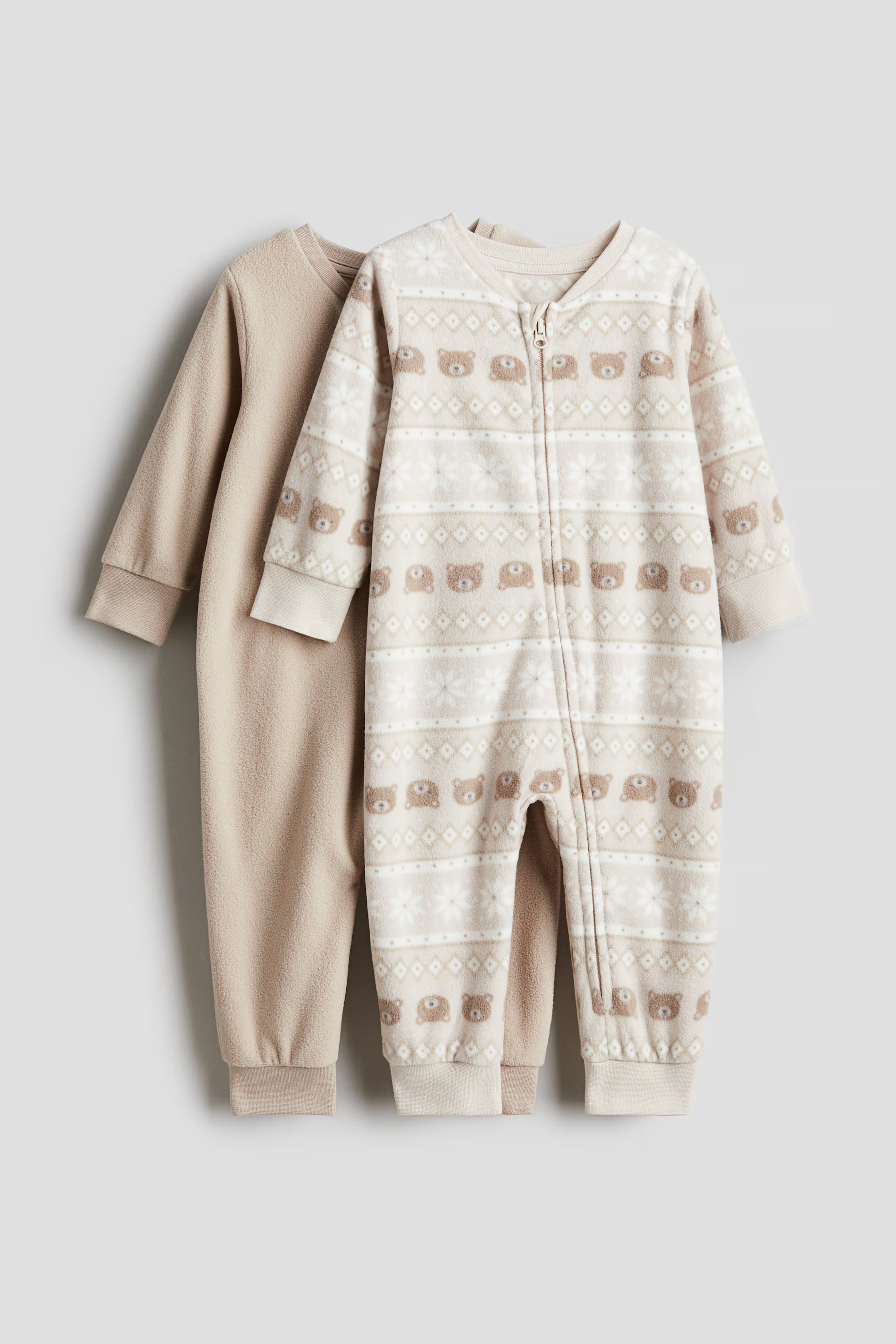 2-pack Fleece Zip-up Pajama Jumpsuits | H&M (US + CA)