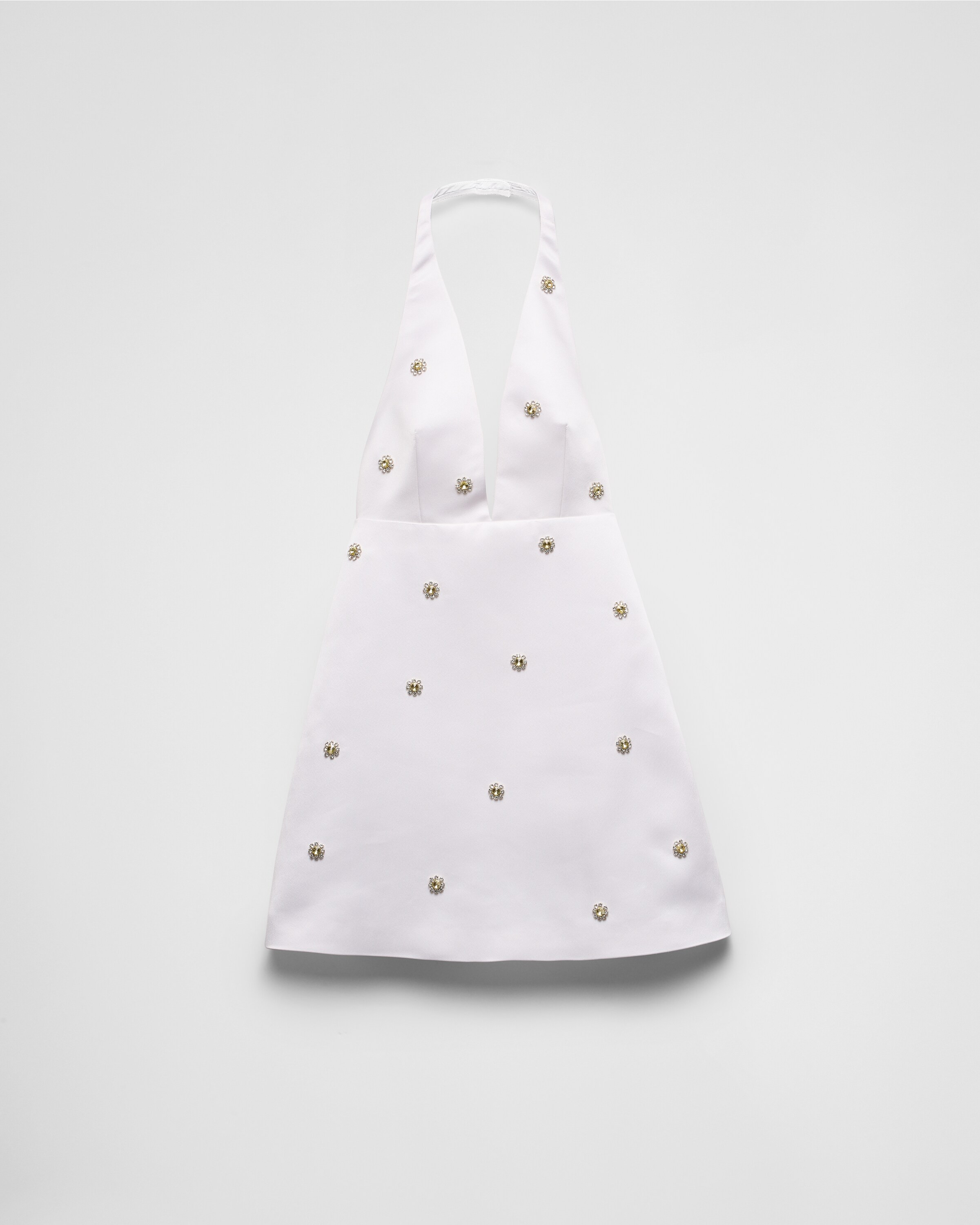 Embroidered double satin mini-dress | Prada US